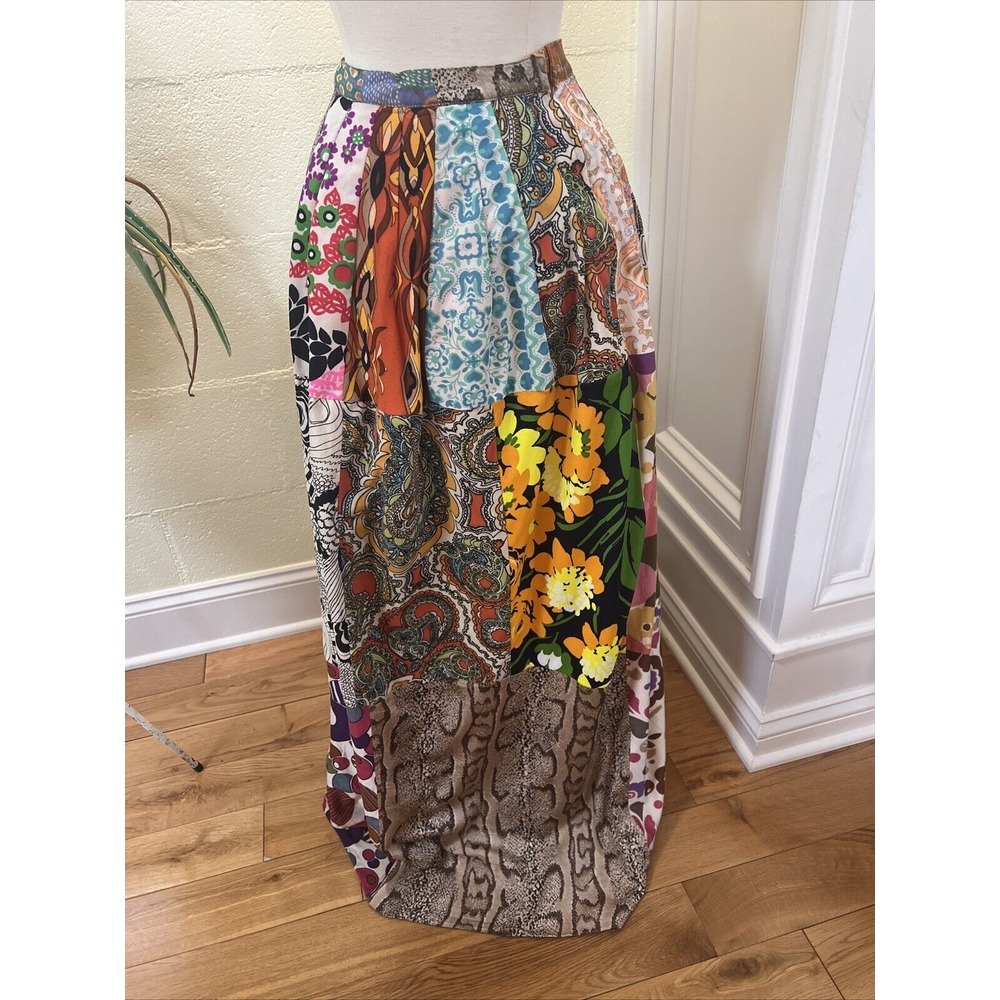 Perfect Vtg 60-70 Elverhoj West Indians Patchwork Skirt Size Small 24 1/2" Waist - Picture 6 of 7